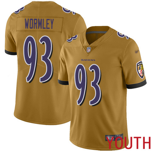 Baltimore Ravens Limited Gold Youth Chris Wormley Jersey NFL Football #93 Inverted Legend